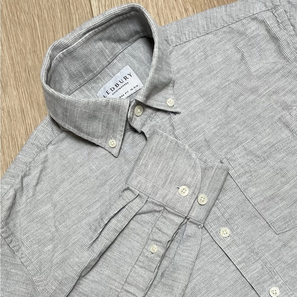Ledbury Men's Casual Gray Corduroy Button Down Shirt